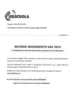 RICORSO INSERIMENTO GAE 2014