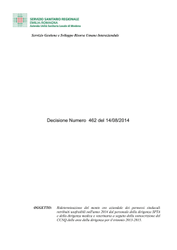 Decisione Numero 462 del 14/08/2014