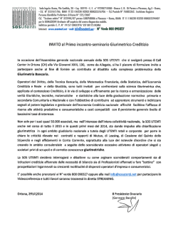 INVITO PRIMO SEMINARIO GIURIMETRIA BANCARIA SOS UTENTI