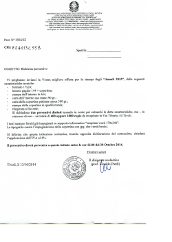 Richiesta preventivo stampa "Annali 2015"