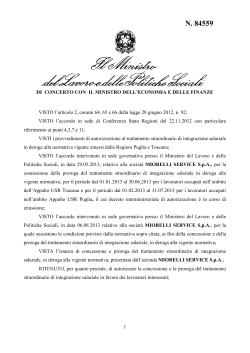 Decreto n. 84559 del 15/09/2014 - Ministero del Lavoro e delle