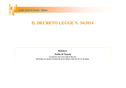 IL DECRETO LEGGE N. 34/2014 Relatore Potito di