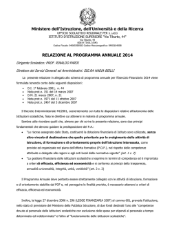 Relazione al Programma Annuale 2014