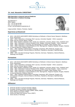 Dr. med. Alexandre CHRISTINAT Esperienze professionali