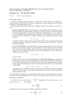 Lezione 14. 27 Ottobre 2014 1 ora - Università degli Studi di Trento