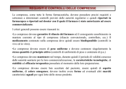 REQUISITI E CONTROLLI DELLE COMPRESSE