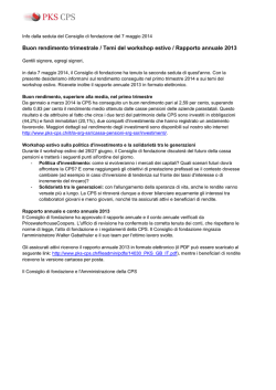 Informazioni del Consiglio di fondazione del 07 maggio 2014