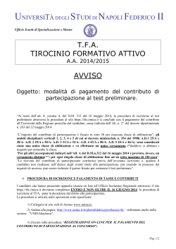 AVVISO_iscrizioni TFA 30 maggio - Università degli Studi di Napoli