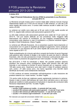 Il FOS presenta la Revisione annuale 2013-2014