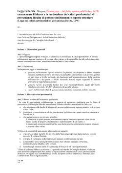 Disegno della legge federale concernente il blocco e la restituzione