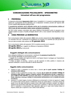 COMUNICAZIONE POLIVALENTE – SPESOMETRO Istruzioni all