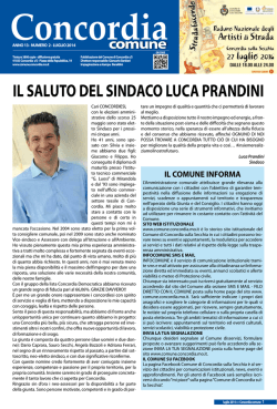 IL SALUTO DEL SINDACO LUCA PRANDINI