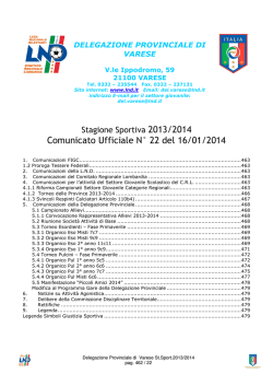 Comunicato Ufficiale N° 22 del 16/01/2014