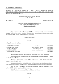 DELIBERAZIONE N. 110/2014CA del 20 Maggio 2014 RICORSO