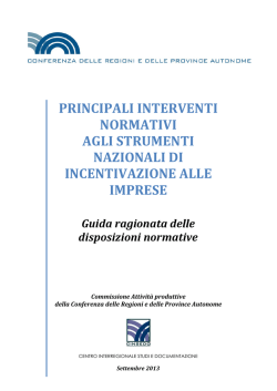 Disposizioni normative di incentivazione alle imprese