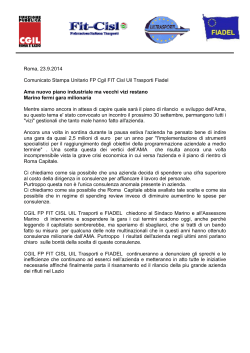Roma, 23.9.2014 Comunicato Stampa Unitario FP Cgil FIT Cisl Uil