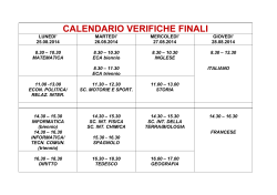 CALENDARIO VERIFICHE FINALI SOSPENSIONE GIUDIZIO 2014 A