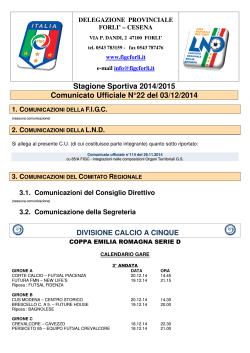 Stagione Sportiva 2014/2015 Comunicato Ufficiale N°22