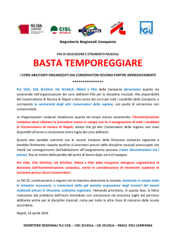 Documento unitario OO.SS. regionali sui Pas di