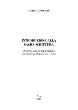 INTRODUZIONE ALLA SACRA SCRITTURA
