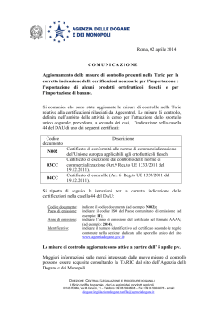 Agenzia Dogane – Comunicazioni – 2042014