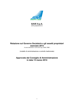 SAVE S.p.A. Relazione sul Governo Societario e gli