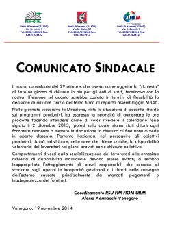 COMUNICATO SINDACALE
