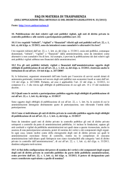 "F.A.Q. in materia di trasparenza" - Applicabilità articolo 22 del