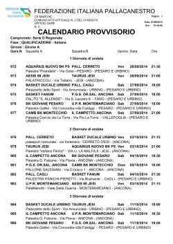 CALENDARIO PROVVISORIO - Federazione Italiana Pallacanestro