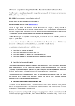 Informazioni per produttori ed esportatori relative alle sanzioni