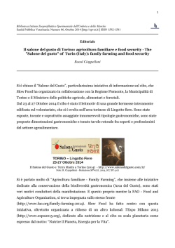 Editoriale Il salone del gusto di Torino: agricoltura