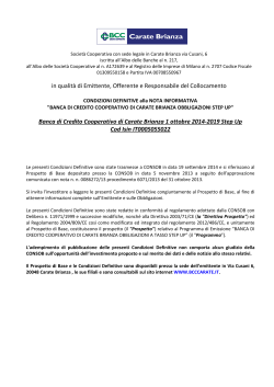 BCC Carate 01.10.2014 - 2019 s.u. - Banca di Credito Cooperativo