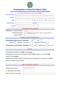 Prenotazione a mezzo fax Raduno 2014