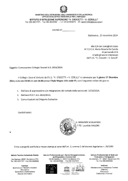 O.d.G. del Collegio Docenti di Mercoledì 17 Dicembre 2014 ore 15.30