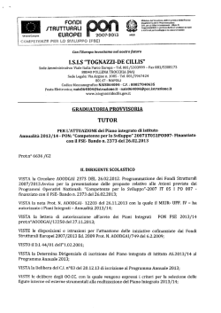 Graduatoria provvisoria Tutor PON B7 C1
