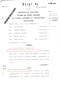 Corte di Cassazione, Sez. L, sentenza 26 novembre 2014, n