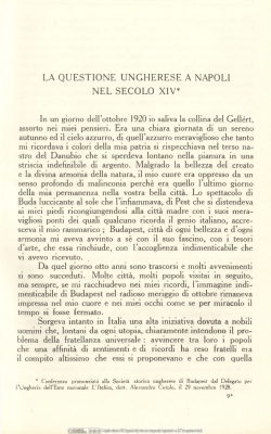 La questione ungherese a Napoli nel secolo XIV.