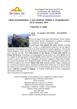 Programma Eno-gastromico San Marino 15 nov