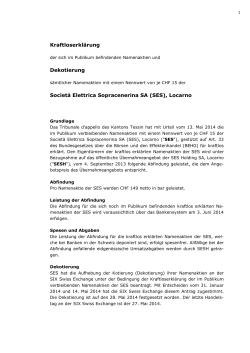 (SES), Locarno - SIX Exchange Regulation