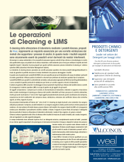 Le operazioni di Cleaning e LIMS