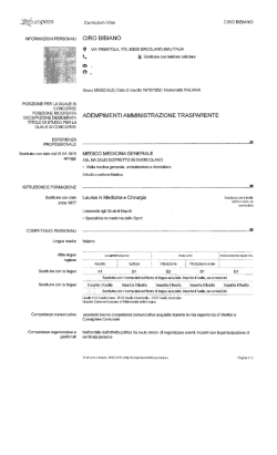 informazioni personali posizione per la quale si concorre . posizione