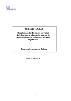 DCO 53/2014/R/GAS Regolazione tariffaria dei servizi di