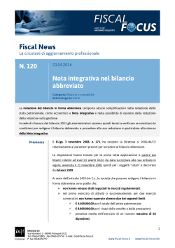 Fiscal News n. 120 del 23.04.2014 Nota integrativa nel bilancio