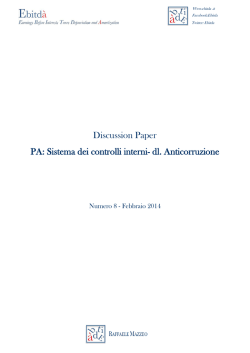 Sistema dei controlli interni- dl. Anticorruzione