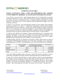 DRAFT PRESS RELEASE - group.intesasanpaolo.com