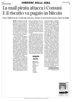 La mail pirata attacca i Comuni E il riscatto va pagato in bitcoin
