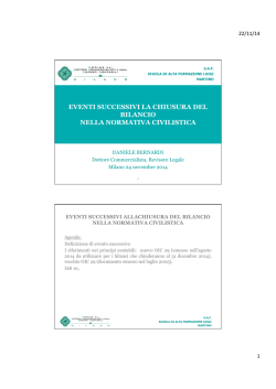 Eventi successivi la chiusura del bilancio a cura di Daniele Bernardi