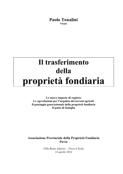 Il trasferimento della propriet&agrave; fondiaria