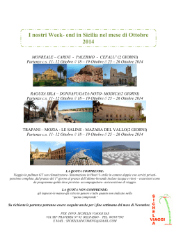 I nostri Week- end in Sicilia nel mese di Ottobre 2014