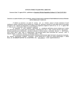 ISTITUTO STORICO ITALIANO PER IL MEDIO EVO Concorso (Scad
